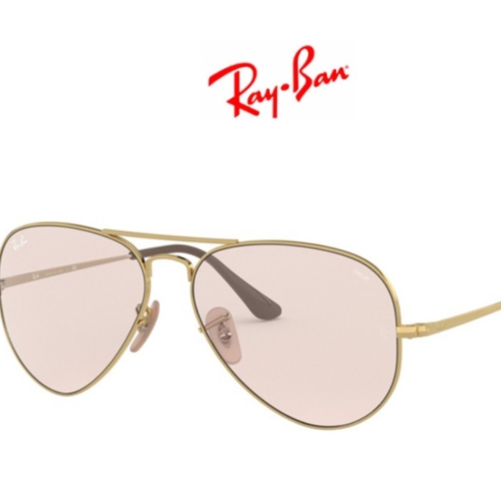 Ray-Ban Gold Frame Sunglasses with Light Pink Lenses